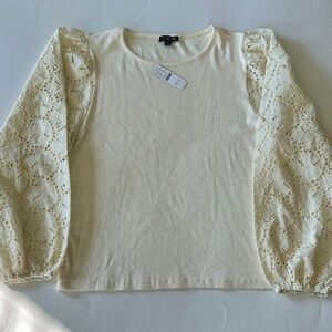 J.Crew Women's Cream Colored Cutout Sleeve Blouse Size XXL NWT